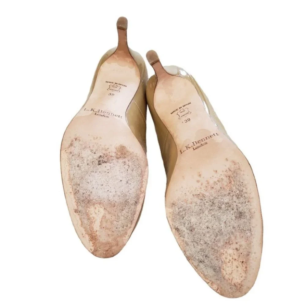 L.K. Bennett Stila beige patent leather round toe pumps sz 39 - Picture 8 of 12